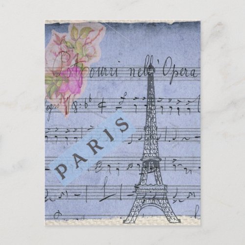 Paris Vintage Collage Style Postcard
