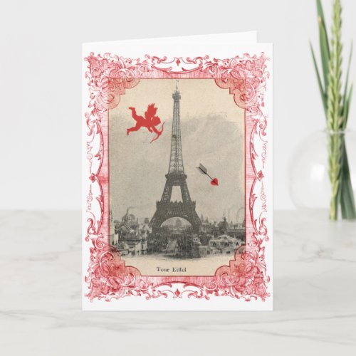 Paris Vintage Cupid Valentine Holiday Card