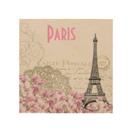 PARIS | vintage Eiffel tower card Wood Wall Art