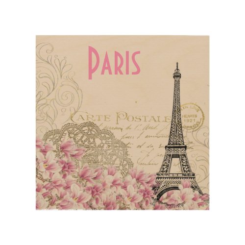 PARIS  vintage Eiffel tower card Wood Wall Art