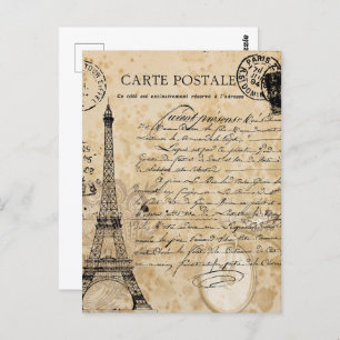 Paris Vintage Eiffel Tower Postcard