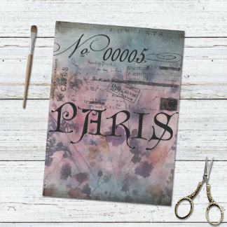 Paris Vintage Elegant Typography Floral decoupage Tissue Paper