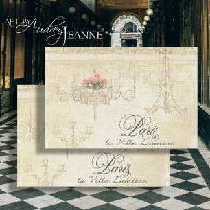 Paris Vintage Floral Script Ephemera Decoupage Art Tissue Paper