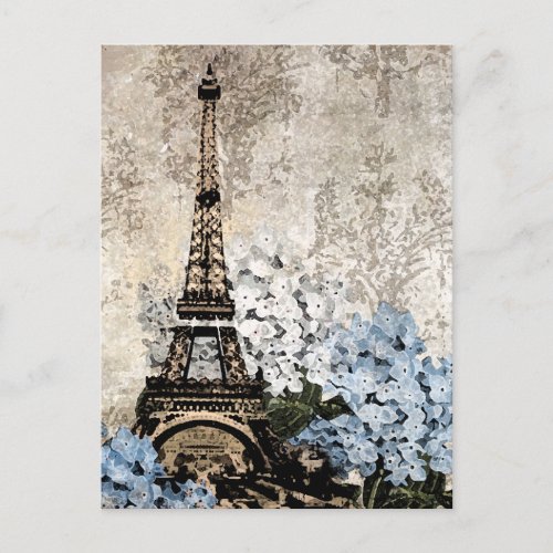 Paris Vintage Hydrangeas Dark Postacard Postcard