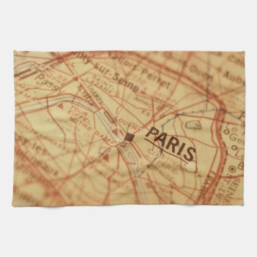 PARIS Vintage Map Kitchen Towel