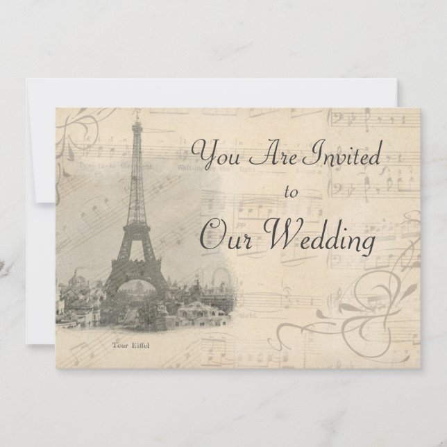 Paris Vintage Music Wedding Invitation (Front)