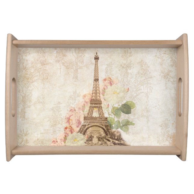 Paris Vintage Pink Roses Serving Tray (Front)