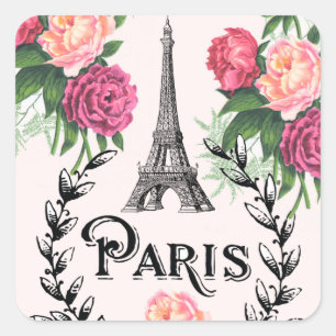 Paris Vintage Pink Roses Stickers