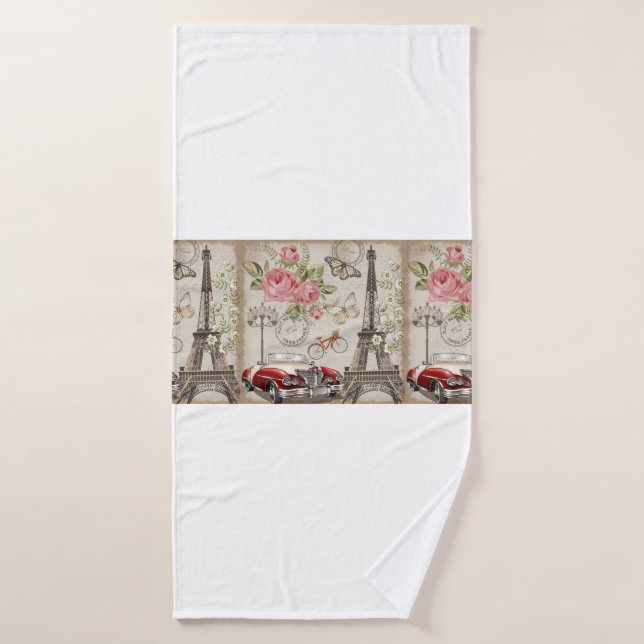 Paris vintage postcard. bath towel (Bath Towel)