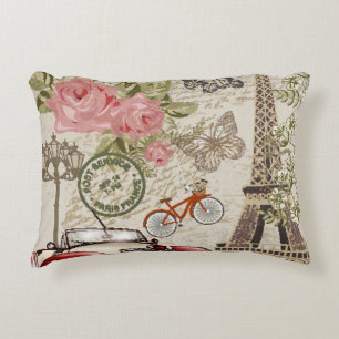 Paris Vintage: Postcard Style Accent Pillow