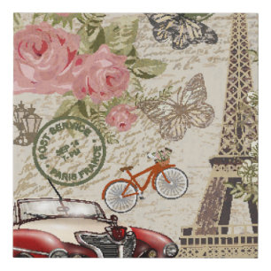 Paris Vintage: Postcard Style Faux Canvas Print