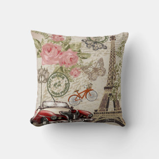 Paris Vintage: Postcard Style Throw Pillow