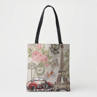 Paris Vintage: Postcard Style Tote Bag