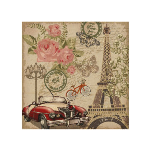 Paris Vintage: Postcard Style Wood Wall Art