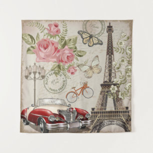 Paris vintage postcard. tapestry