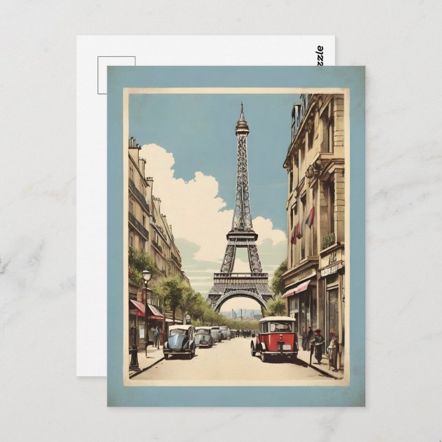 Paris vintage poster postcard (Front/Back)