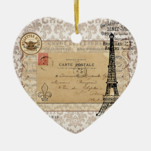 Paris Vintage Shabby Chic Eiffel Tower Ceramic Ornament