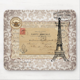Paris Vintage Shabby Chic Eiffel Tower Mouse Pad