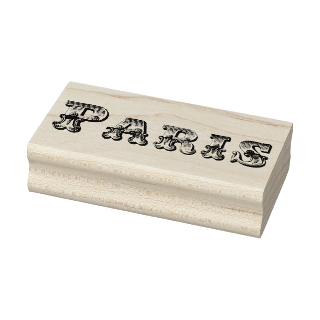 Paris Vintage Text Rubber Art Stamp (Stamp)