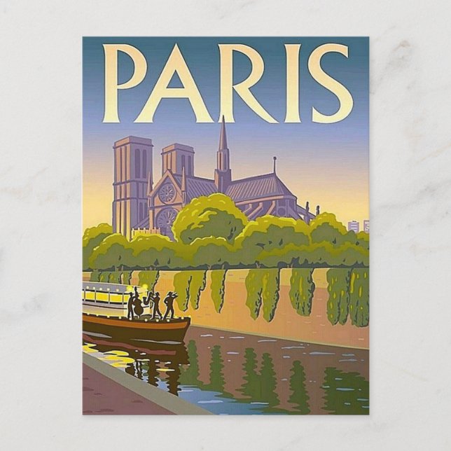 Paris Vintage Travel Postcard (Front)