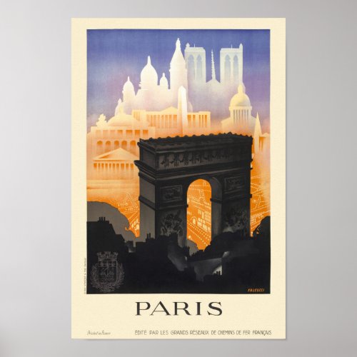 Paris Vintage Travel Poster 1935
