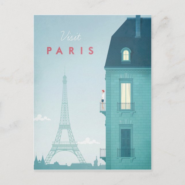 Paris Vintage Travel Poster - Art Postcard (Front)