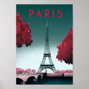 Paris Vintage Travel Poster Enhanced Matte Pap