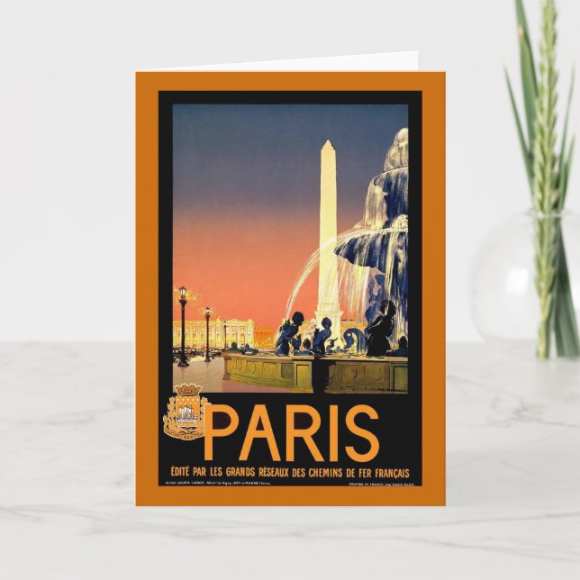 Paris Vintage Travel Poster Holiday Card (Front)