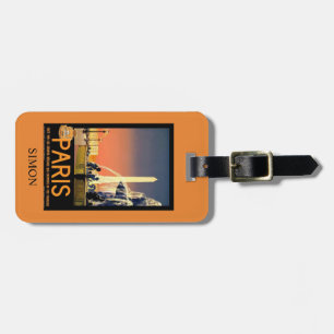 Paris Vintage Travel Poster /Monogram Luggage Tag