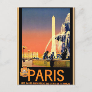 Paris vintage travel poster postcard