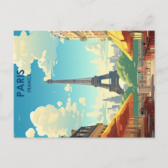paris vintage travel poster postcard (Front)