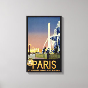 Paris Vintage Travel Poster Restored Canvas Print