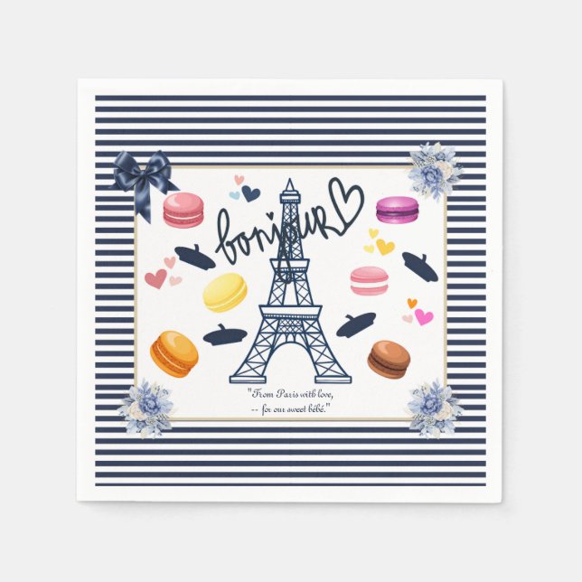 Paris w/ Love for Our Sweet Bebe Baby Shower  Napkins (Front)