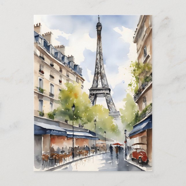 Paris watercolor art postcard (Front)