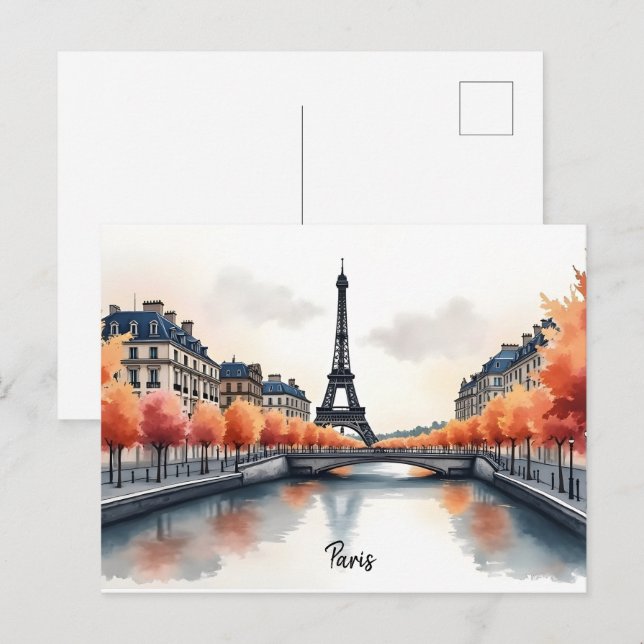 Paris watercolor art postcard (Front/Back)