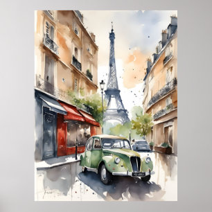 Paris watercolor art poster