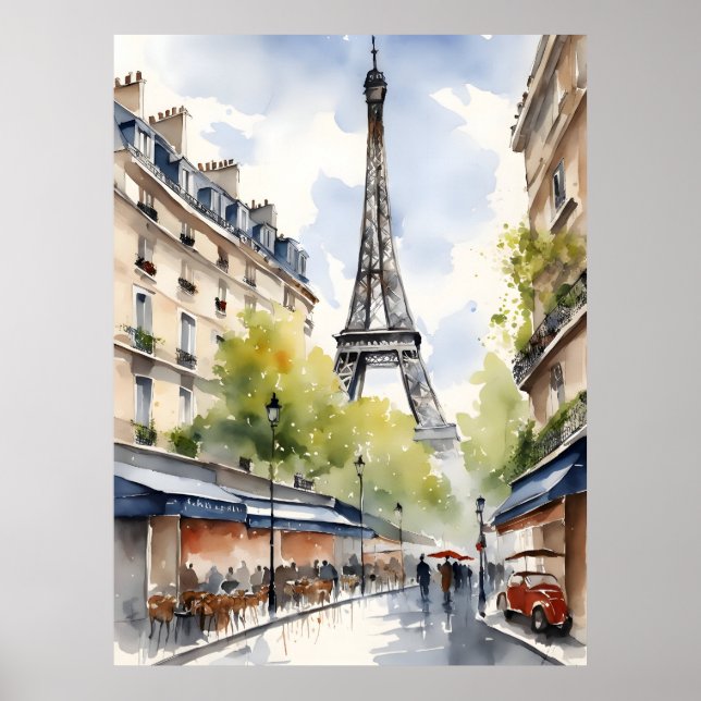Paris watercolor art poster (Front)