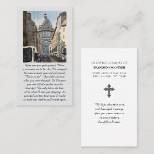 Paris Watercolor Blue Red Yellow Prayer Card