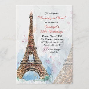 Paris Watercolor Invitation