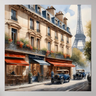 Paris watercolor painting  poster