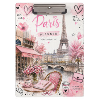 Paris Watercolor Pink clipboard