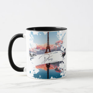 Paris Watercolor Splash Art T-Shirt Eiffe Tower Mug