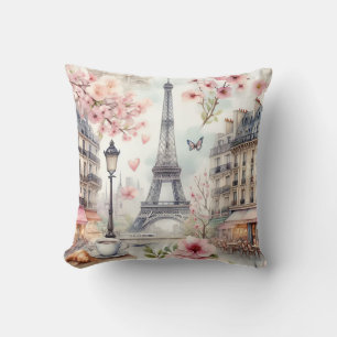 paris watercolor throw pillow