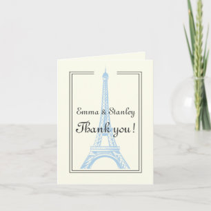 Paris wedding blue Eiffel Tower ivory Thank You
