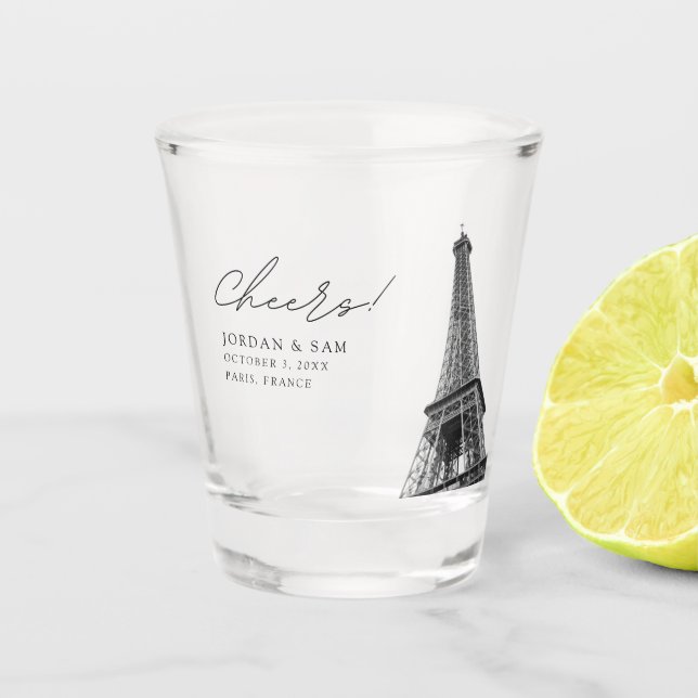 Paris Wedding Favor Eiffel Tower Modern Shot Glass (Front)
