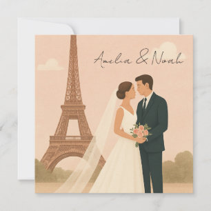 Paris Wedding Invitation Elegant Eiffel Tower