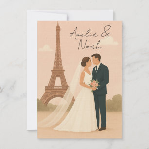 Paris Wedding Invitation   Elegant Eiffel Tower 