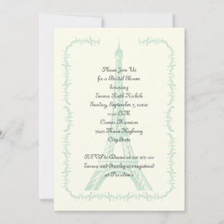 Paris wedding mint Eiffel Tower bridal shower Invitation