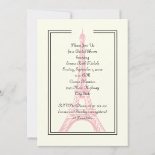Paris wedding pink Eiffel Tower bridal shower Invitation