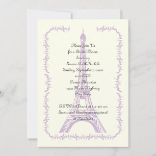 Paris wedding purple Eiffel Tower bridal shower Invitation